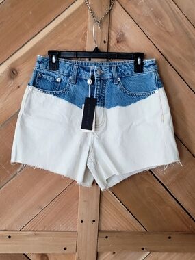 Gianni Bini Two-Tone Blue and White Denim Shorts